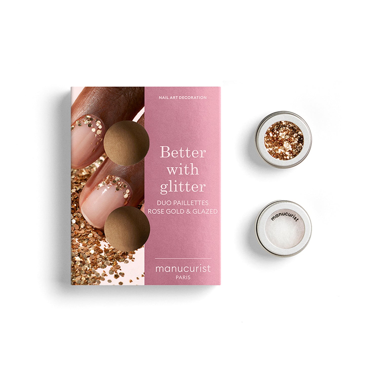 Rose Gold glitter & Glazed duo - Дуо Розово злато брокат и гланцова пудра
