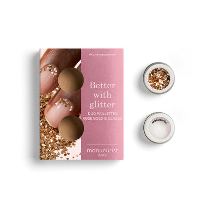 Rose Gold glitter & Glazed duo - Дуо Розово злато брокат и гланцова пудра