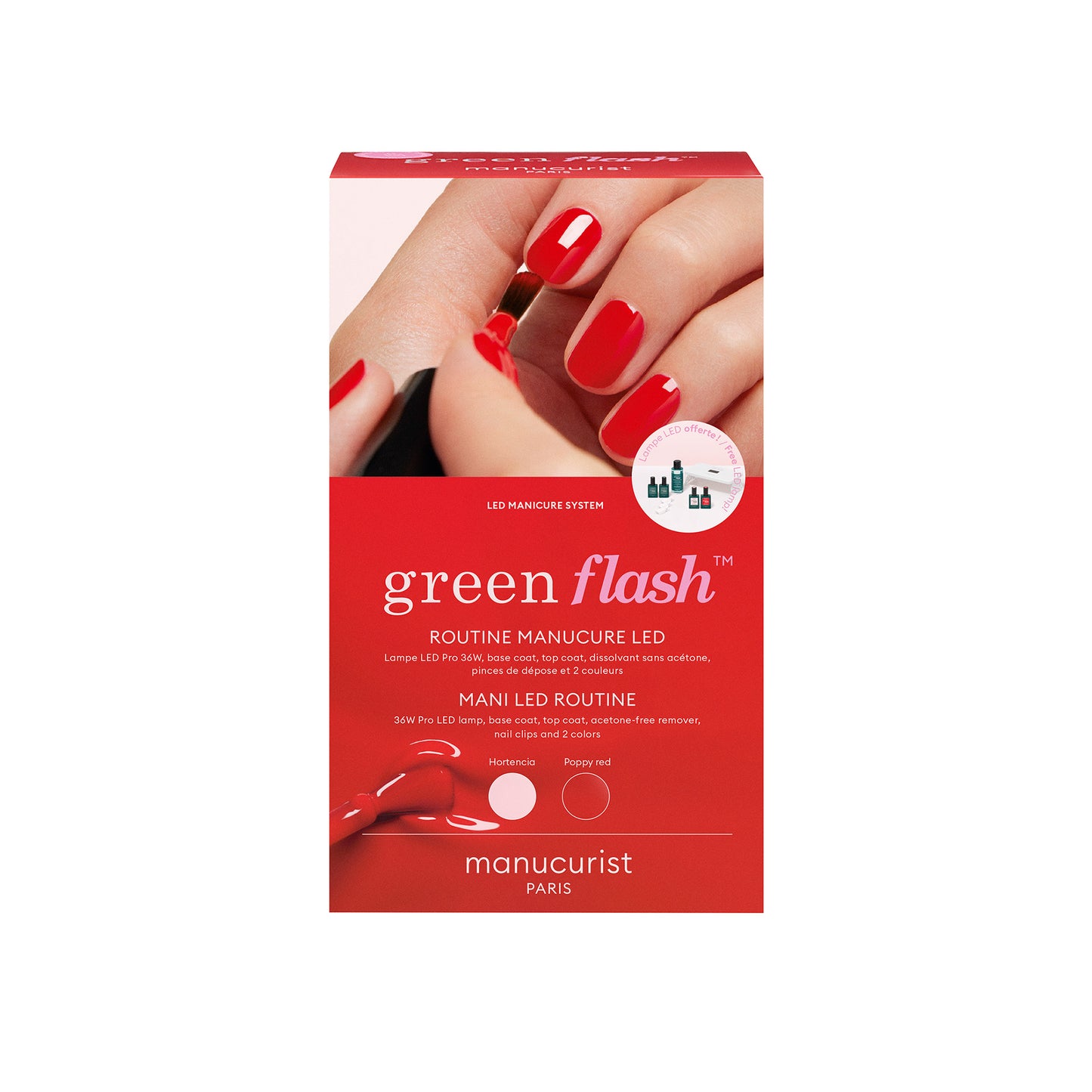 Green Flash™ Kit Set: Hortencia & Poppy Red - Kомплект гел лак: Хортензия и Червен мак